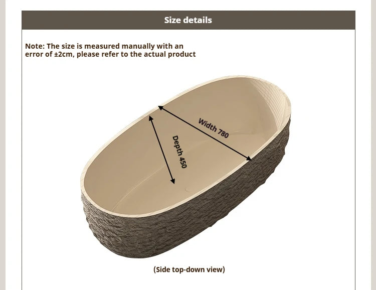 Wabi-Sabi Stone Texture Bathtub, One-Piece Artificial Stone Tub for Home , Heat Retention&Easy Clean, Body Contour, Customizable