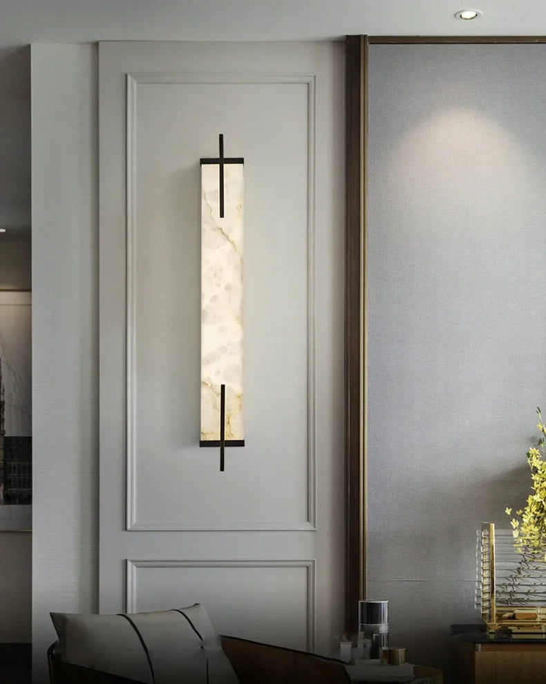 Nordic minimalist imitation marble living room TV background wall light hotel bedroom headboard resin light