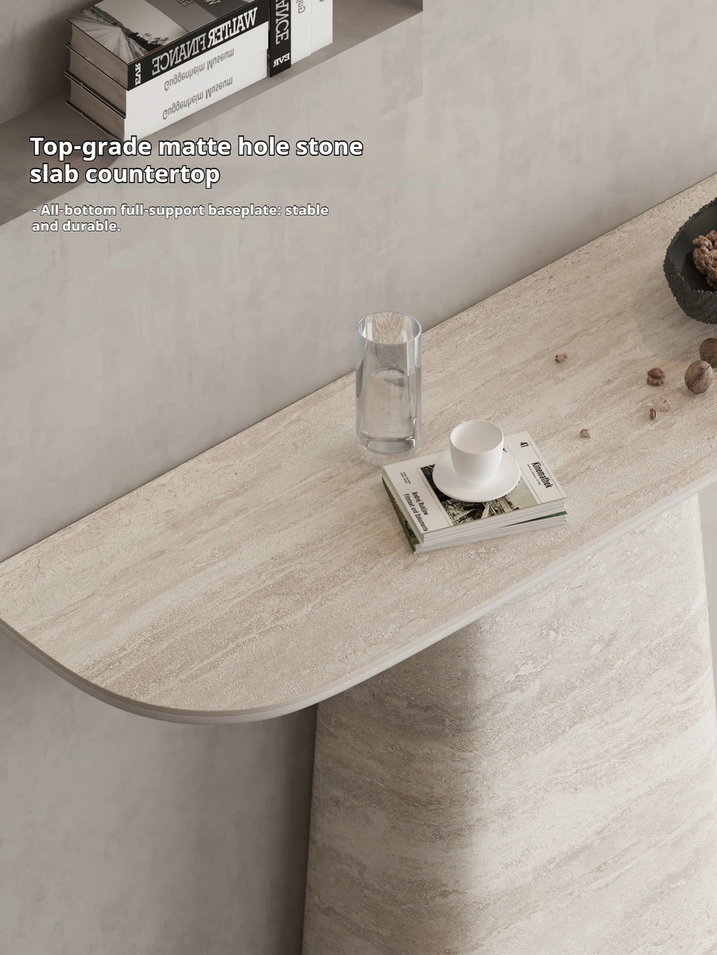 Any Size Custom Travertine Pattern Entryway Console Table Coffee Table Luxury Minimalist Living Room Side Accent Table Furniture