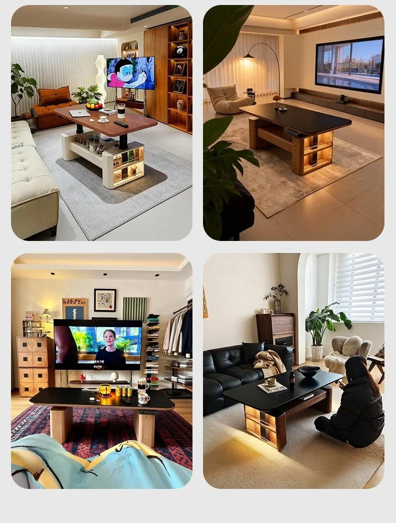 Any Size Custom Nordic Style Electric Lift Coffee Table Sturdy Durable Living Room Home Luxury Multi Functional Tea Table Furnit