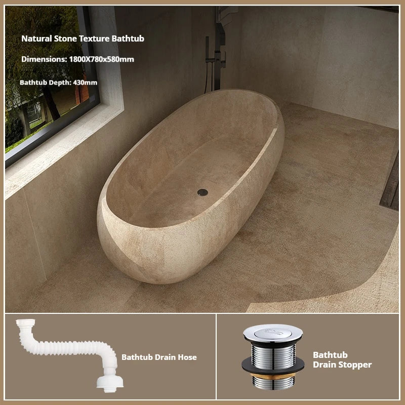 Any Size Custom Retro Oval Bathtub Compact Freestanding Soaking Tub Home Bathroom All Spaces Heat Retention Easy Clean Body Cont