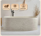 Any Size Custom Japanese Wabi Sabi Cultured Stone Bathtub Artistic Freestanding Soaking Tub Heat Retention Easy Clean Body Conto