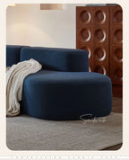 Fabric Sofa, Cashew Shape Compression Couch with High-Resilience Foam, Velvet Upholstery, Non-Deformation, Roll-Pack Design
