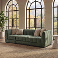 Modular Sectional Sofa, Deep Seat Chenille Couch with High Density Foam Cushions, 3-Seat Modern Minimalist Sofa Customized