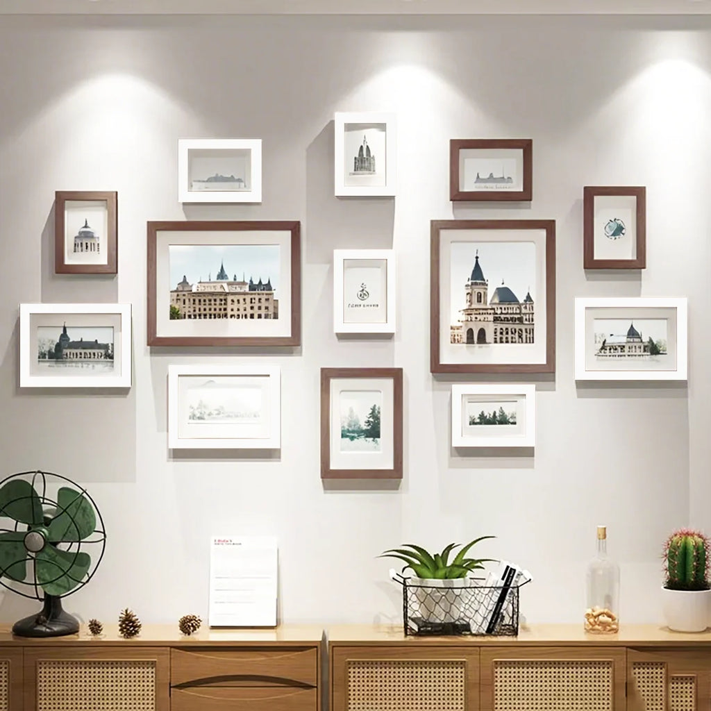 13pcs Wood Picture Frame Set for Wall Home Office Decor Festive Commemorative Gifts - Variety of Sizes for Photos