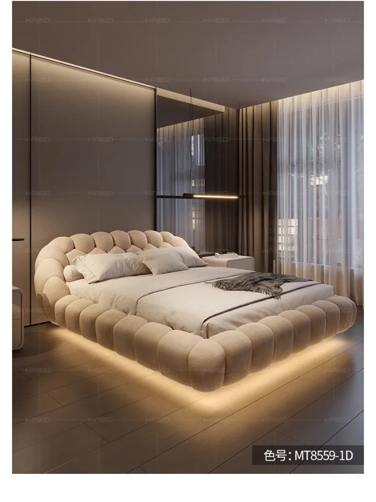 Lambswool Floating Bed Aesthetics Princess Wedding High End Quality Bed Modern Apartment Confortable Muebles Bedroom Furniture