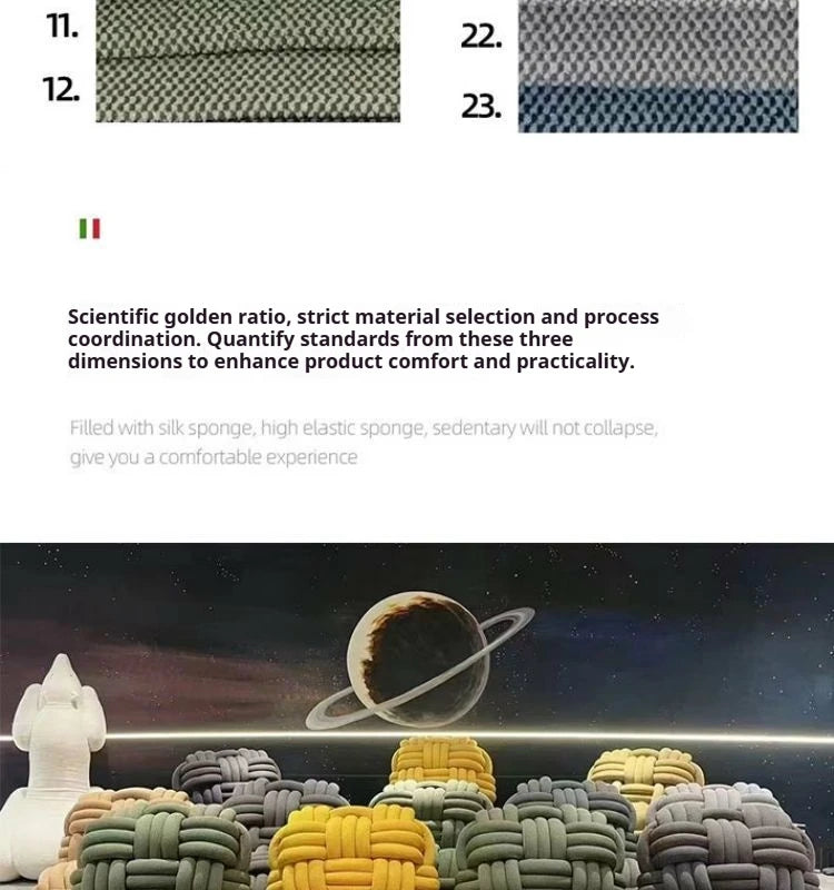 Any Size Custom Nordic Knit Lounge Chair Handwoven Chenille Fabric High Resilience Foam Comfortable Minimalist Living Room Leisu