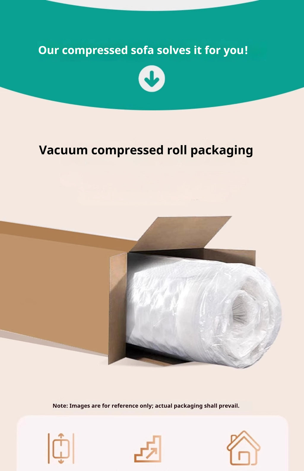 Any Size Custom Modern Comfort Luxury Puff Sofa Vacuum Roll Pack Compression Design Living Room Home Leisure Sofa Dual Use Sofa