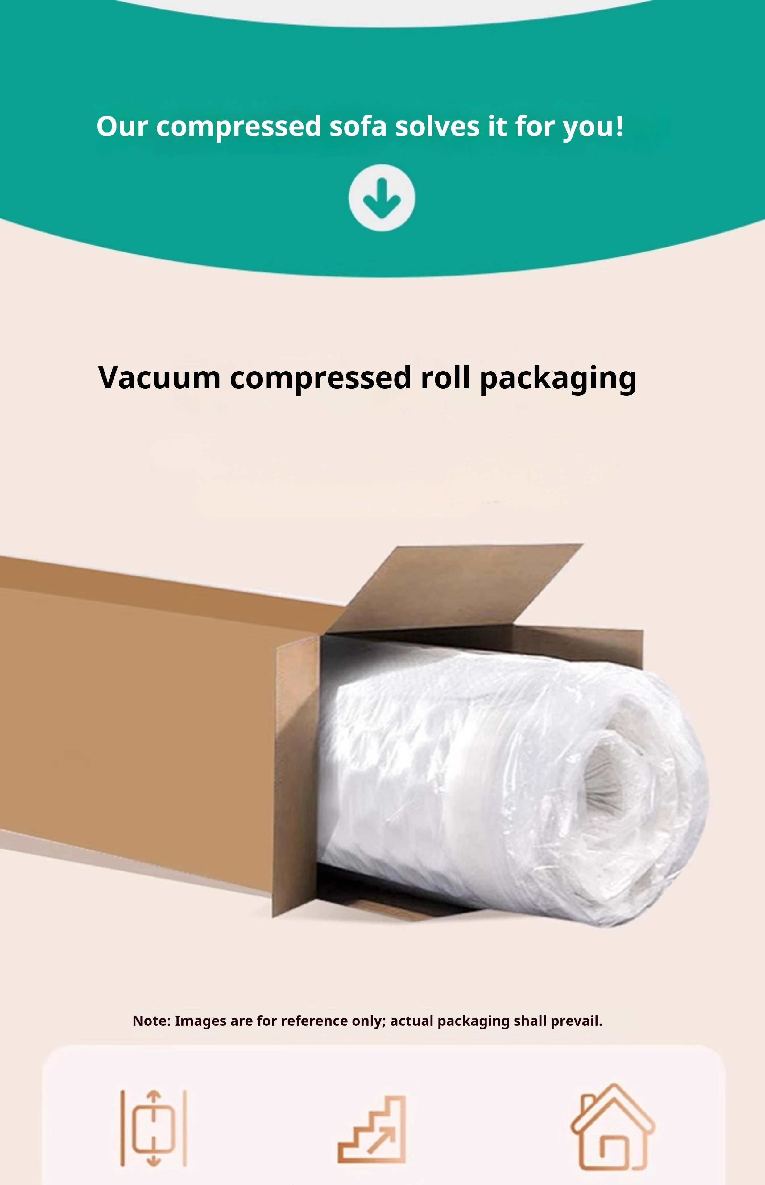Any Size Custom Modern Comfort Luxury Puff Sofa Vacuum Roll Pack Compression Design Living Room Home Leisure Sofa Dual Use Sofa