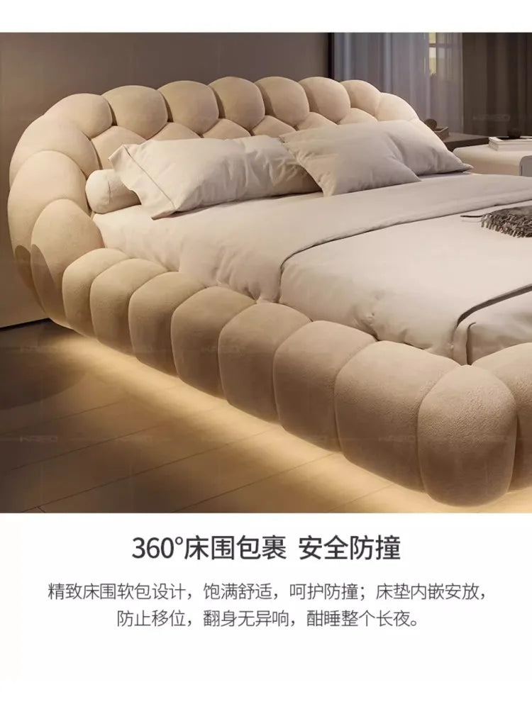 Lambswool Floating Bed Aesthetics Princess Wedding High End Quality Bed Modern Apartment Confortable Muebles Bedroom Furniture