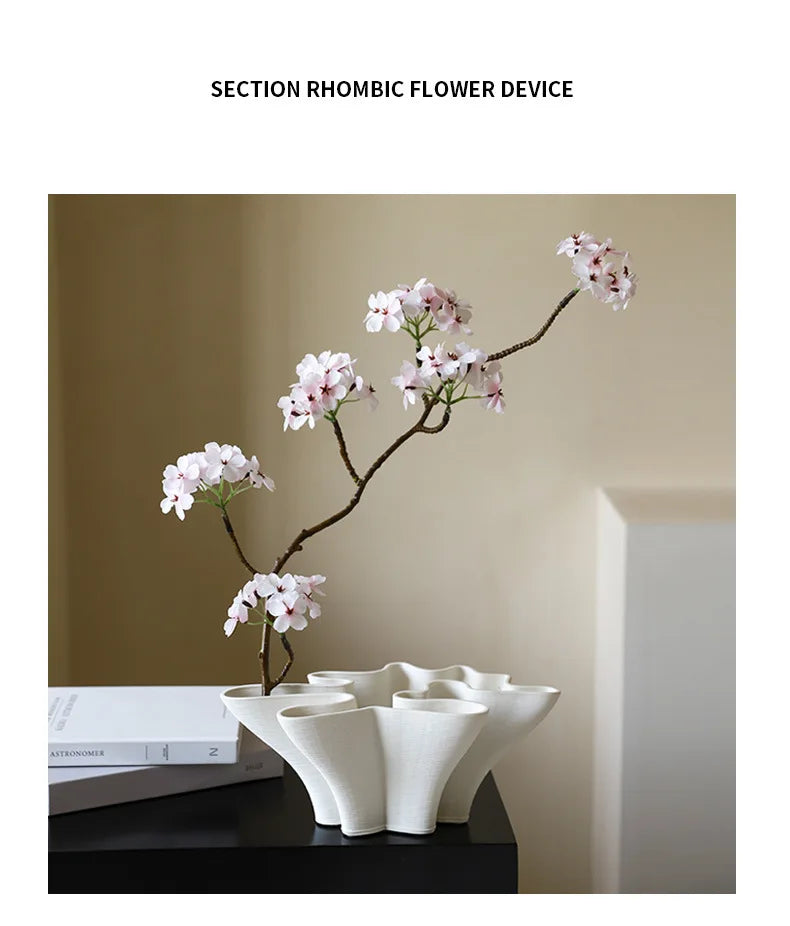 Floral Shaped Ceramic Vase Hydroponics Flower Pots Desk Decoration Flower Arrangement Modern Crafts Vases Room Aesthetic Decor