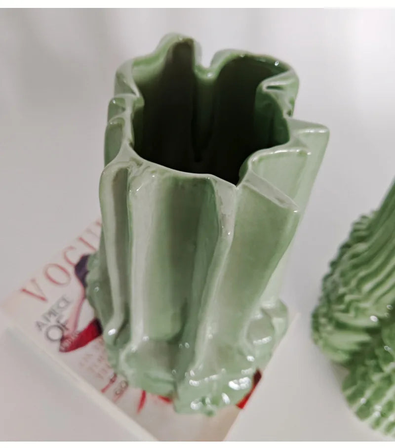 Creative Stacking Ceramic Vase Minimalism Flower Pots Desk Decoration Flowers Arrangement Floral Vases Room Aesthetic Decor