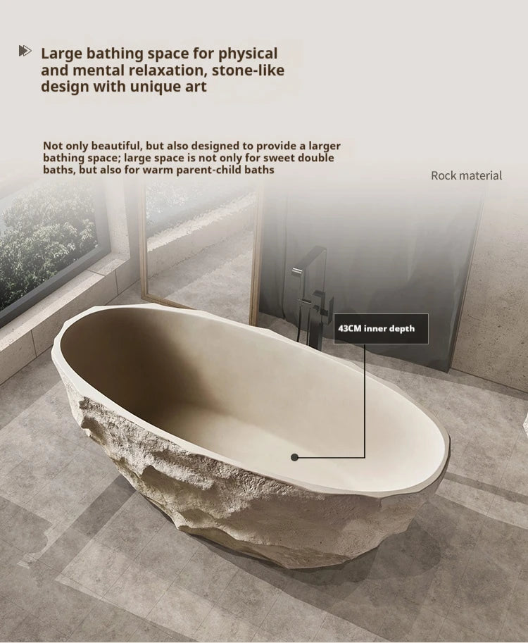 Any Size Custom Zen Inspired Stone Look Bathtub Compact One Piece Freestanding Tub Mansion Bathroom Heat Retaining Easy Clean Bo