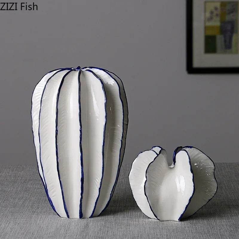 Carambola Decorative Ceramic Vase Crafts Floral Flower Arrangement Simulation Star Fruit Porcelain Vases Living Room Decoration
