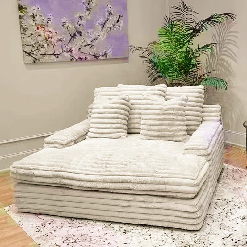 Any Size Custom Oversized Corduroy Rabbit Fur Sofa Customizable Integrated Sponge Sit Lie Eco Friendly Filling Vacuum Packed Liv