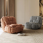 Any Size Custom Nordic Knit Lounge Chair Handwoven Chenille Fabric High Resilience Foam Comfortable Minimalist Living Room Leisu