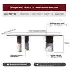 Natural Marble Dining Table with Walnut Base, Minimalist Luxury Villa Long Table, Eco-Friendly & Moisture-Proof, Customizable