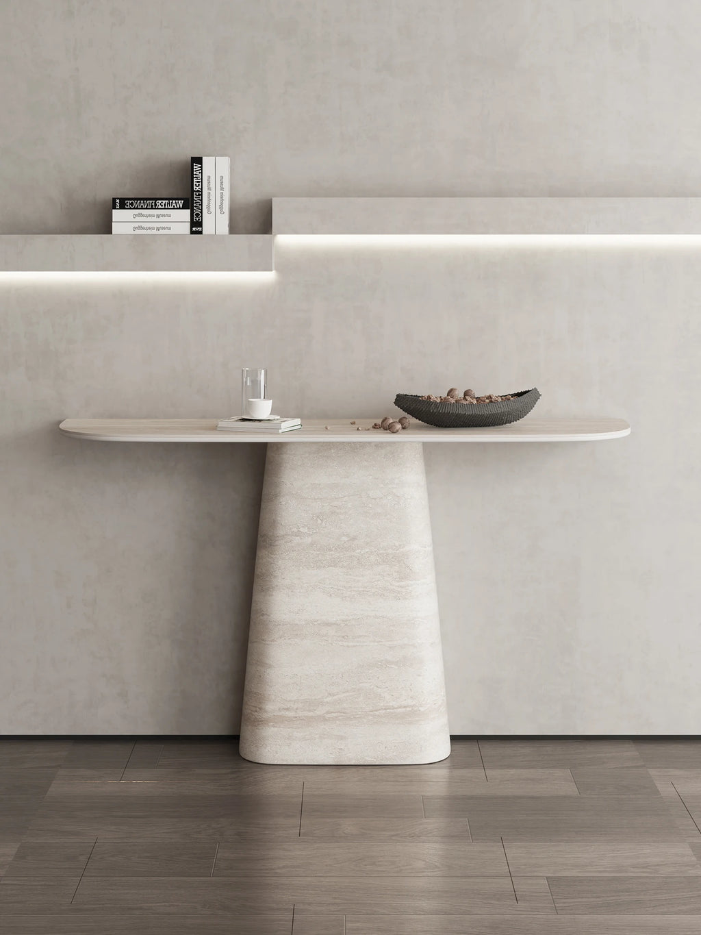 Any Size Custom Travertine Pattern Entryway Console Table Coffee Table Luxury Minimalist Living Room Side Accent Table Furniture