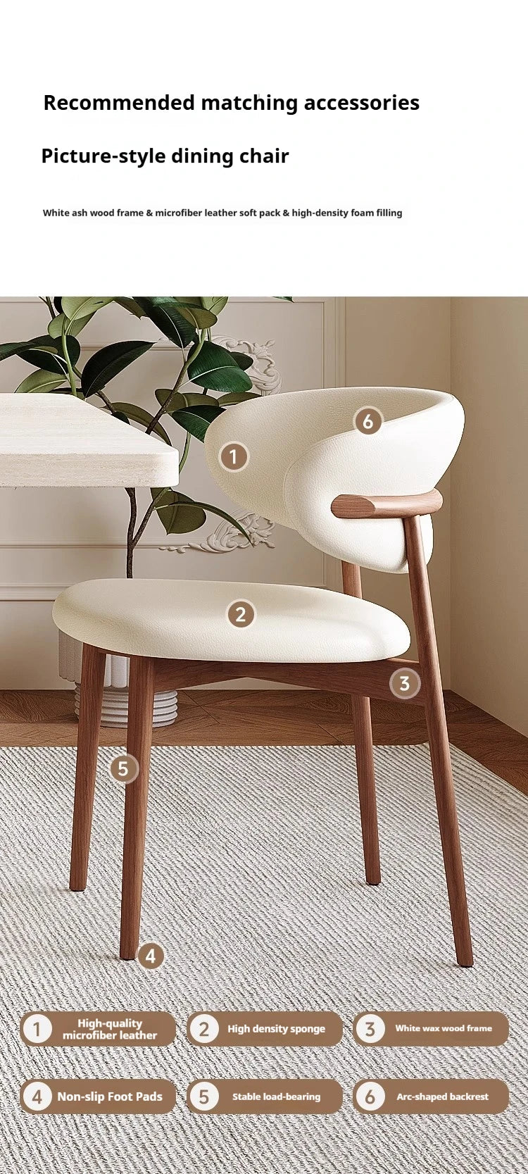 Luxury Travertine Pattern Stone Dining Table, Cream Mid-Century Style for Small Space, Stain & Heat Resistant, Customizable