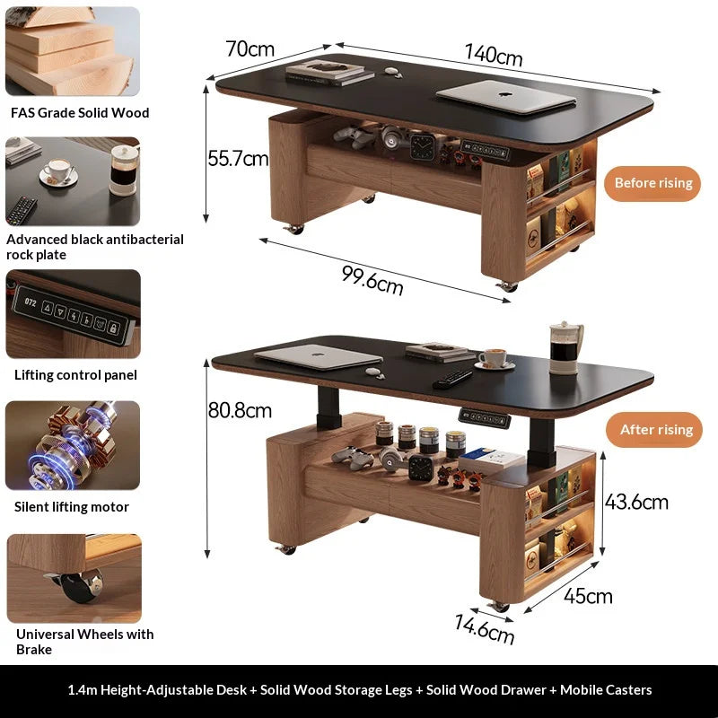 Any Size Custom Nordic Style Electric Lift Coffee Table Sturdy Durable Living Room Home Luxury Multi Functional Tea Table Furnit
