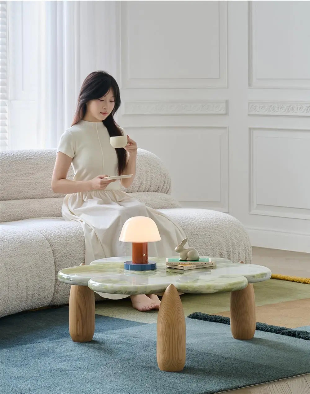 Mountain Stream Coffee Table, Vintage Marble Design for Small Space, Modern Luxury, Heat & Scratch Resistant, Customizable