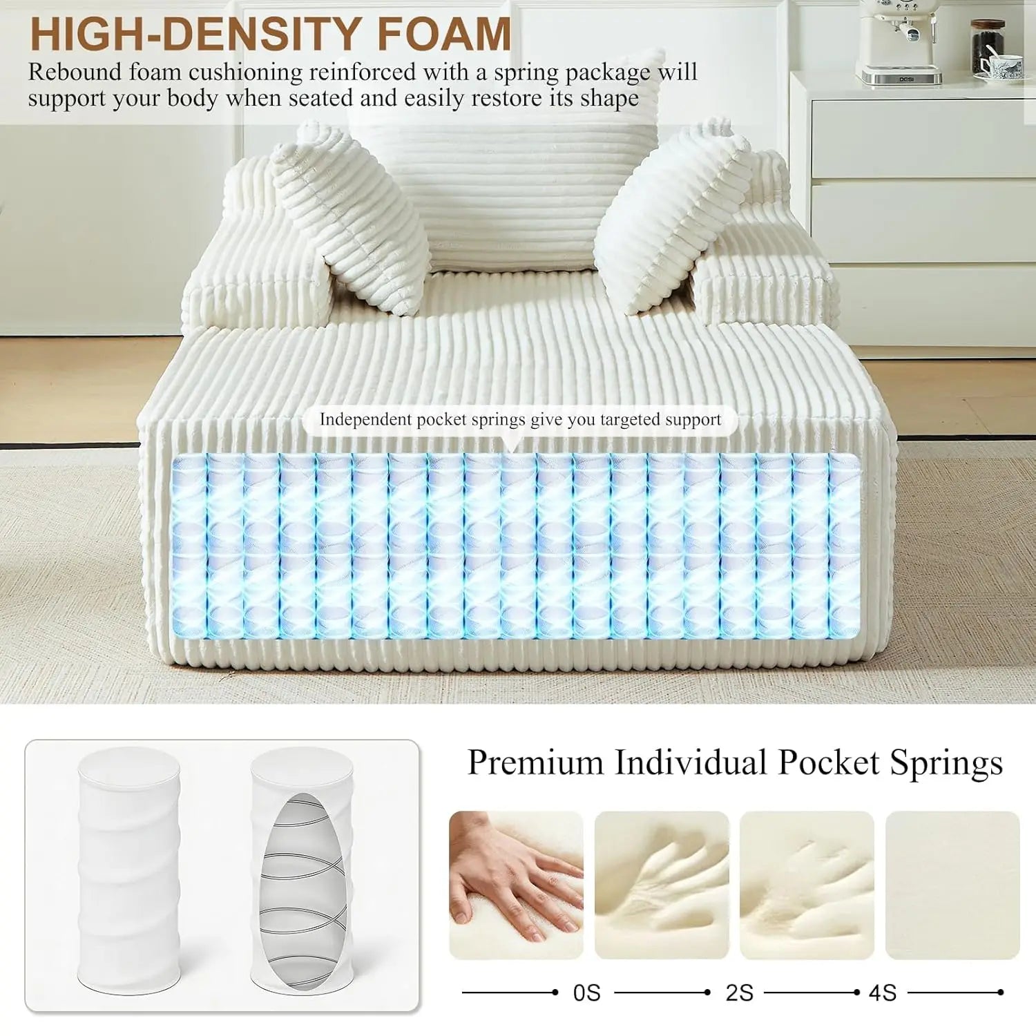 67 Inch Chaise Lounge Chair Indoor Oversized Upholstered Corduroy Sofa Bed Deep Seat Sleeper Couch Customized