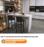 Quartz Stone Breakfast Bar, Kitchen Island with Dining Table & Cabinet, Stain Resistant & High Hardness, Custom Modern Design