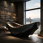 Nordic Luxury Marble Bathtub, Round One-Piece Freestanding Tub for Villa, Heat Retention & Easy Clean, Body Contour, Customizabl