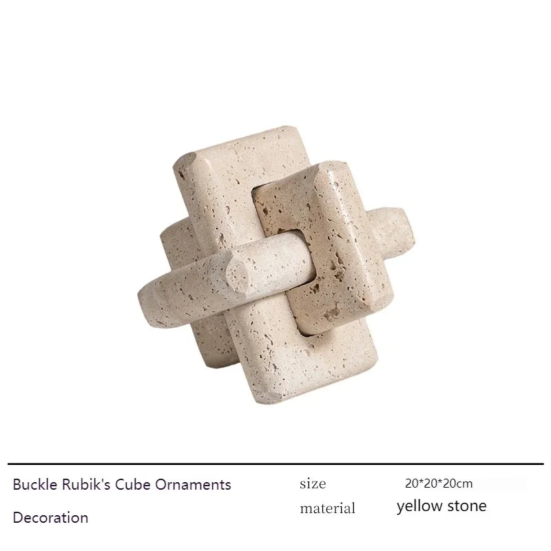 Organic Marble Sculpture in Yellow Travertine, Wabi Sabi Art Object for Shelf Decor, Window Display & Minimalist Home Statue