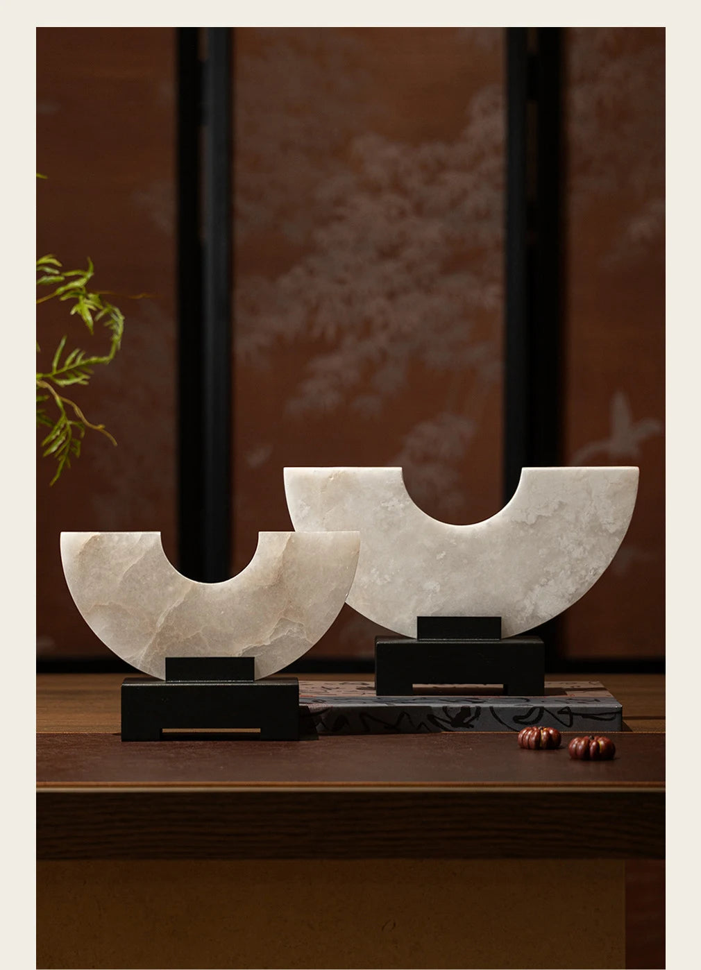 Imitate Jade Marble Semi-circular Ornaments Desk Decoration Natural Stone Sculpture Creative Crafts Room Aesthetic Decor