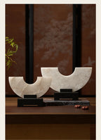 Imitate Jade Marble Semi-circular Ornaments Desk Decoration Natural Stone Sculpture Creative Crafts Room Aesthetic Decor