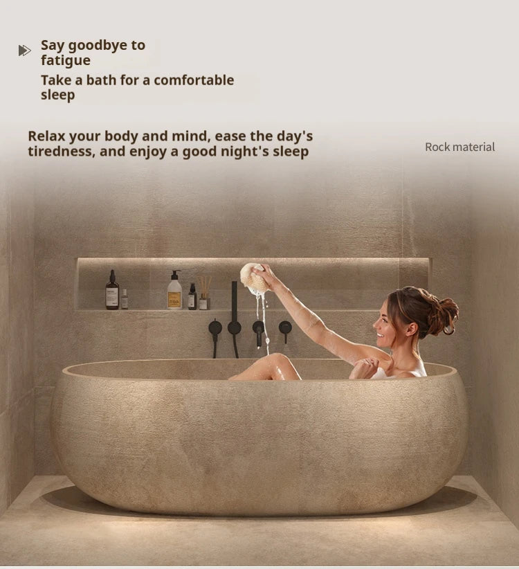Any Size Custom Retro Oval Bathtub Compact Freestanding Soaking Tub Home Bathroom All Spaces Heat Retention Easy Clean Body Cont