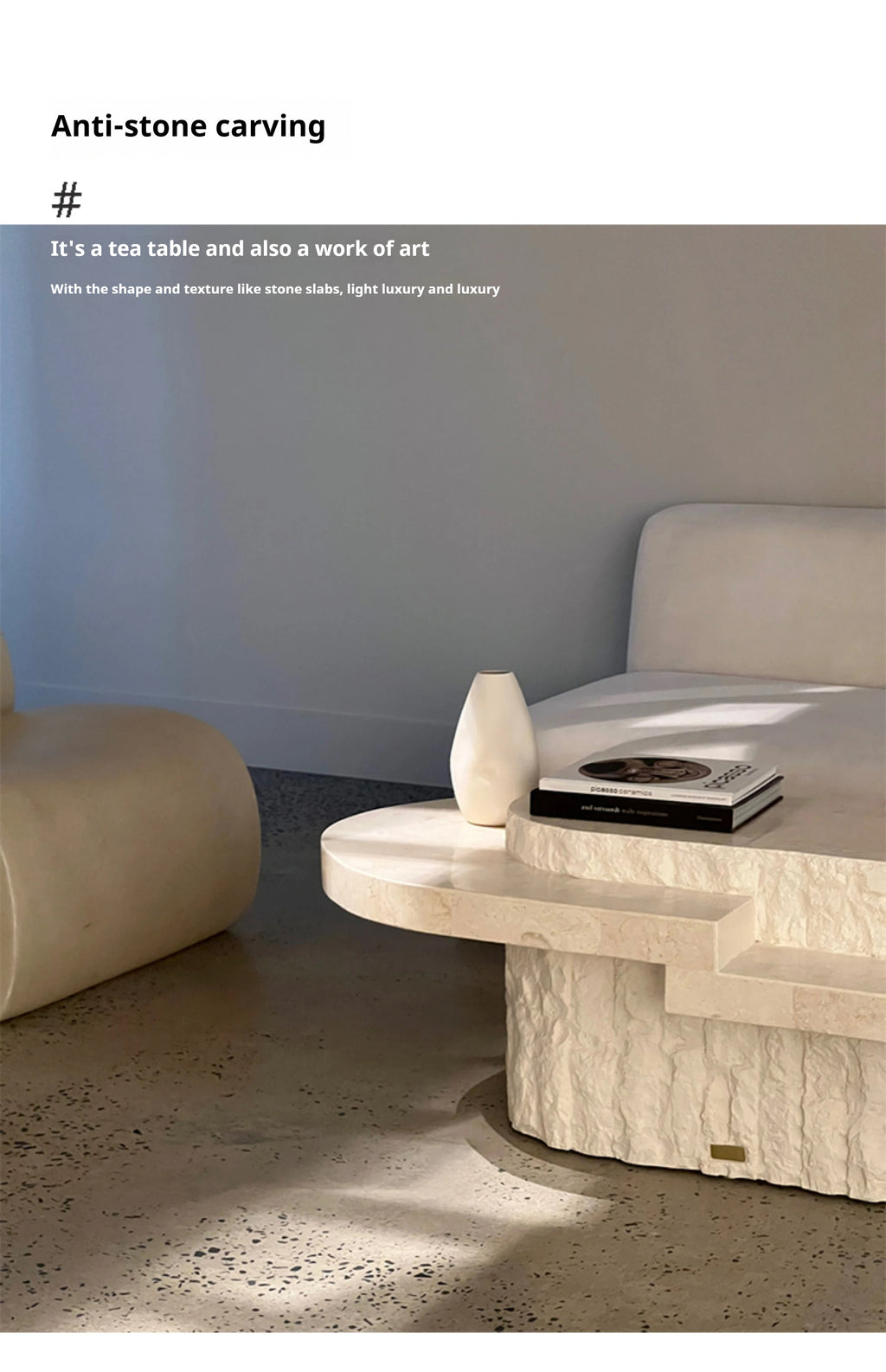 Any Size Custom Roman Wabi Sabi Oval Table Stone Look Fiberglass Boutique Showroom Heat Scratch Resistant Artistic Shape Customi
