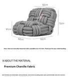 Any Size Custom Nordic Knit Lounge Chair Handwoven Chenille Fabric High Resilience Foam Comfortable Minimalist Living Room Leisu