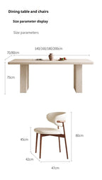 Luxury Travertine Pattern Stone Dining Table, Cream Mid-Century Style for Small Space, Stain & Heat Resistant, Customizable