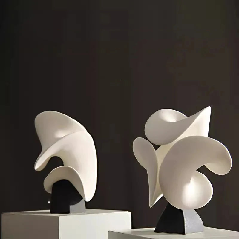 Abstract Flower Art Sculpture Ceramics Crafts Ornaments Desk Decoration White Flower Abstract Sculpture Room Aesthetic Decor