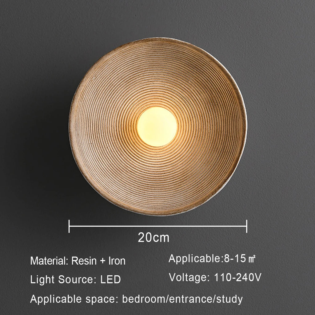 Nordic Creative Retro Round Wall Lamp Wabi-sabi Resin Sconces for Living Room Bedroom Bedside Hotel Corridor  Decor lightig