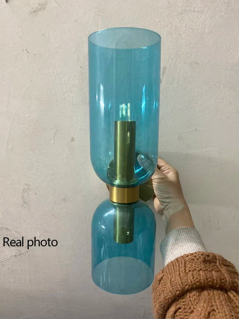 Nordic minimalist creative glass wall lamp hallway foyer bedroom living room bedside lamp study art light luxury wall lamp
