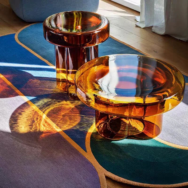 Nordic Light Luxury Glass Coffee Table Creative Petal Shape Living Room Combination Coffee Table Modern Creative Furniture