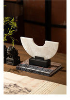 Imitate Jade Marble Semi-circular Ornaments Desk Decoration Natural Stone Sculpture Creative Crafts Room Aesthetic Decor