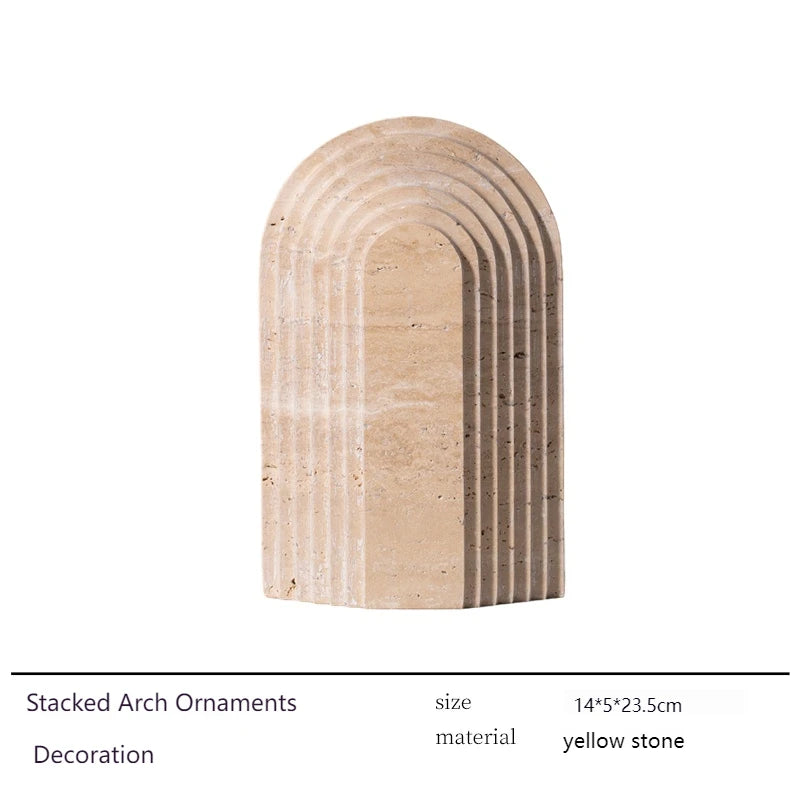Organic Marble Sculpture in Yellow Travertine, Wabi Sabi Art Object for Shelf Decor, Window Display & Minimalist Home Statue