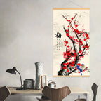 Printed Poster Nordic Canvas Wood Scroll Painting Chinese Flower Bamboo Orchid Wall Art for Gift Home Wall Hanging Room Decor