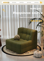 Retro Waffle Texture Chaise Lounge, Chenille Compression Sofa Single Seater, High Resilience & Durable, Modern Luxury Design
