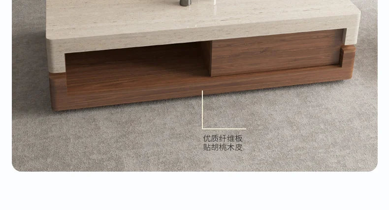 Any Size Custom Walnut Travertine Coffee Table Luxury Artisan Minimalist Heat Scratch Resistant Mansion Living Room Furniture