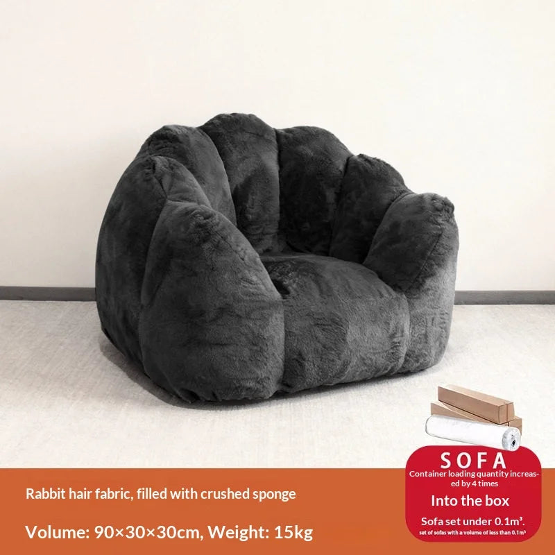 Any Size Custom Rabbit Fur Lazy Sofa Crushed Sponge Filling Soft Wrapped Feeling Vacuum Compressed Shipping Cozy Living Room Cas