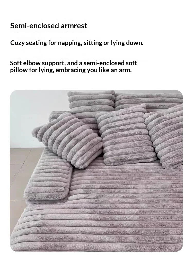 Any Size Custom Oversized Corduroy Rabbit Fur Sofa Customizable Integrated Sponge Sit Lie Eco Friendly Filling Vacuum Packed Liv