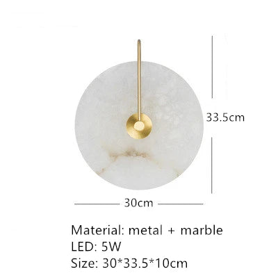 Nordic Modern Designer Minimalist Marble Circular Wall Lamp Corridor Study Bedroom Bedside Led Lights Tv Background  Decor