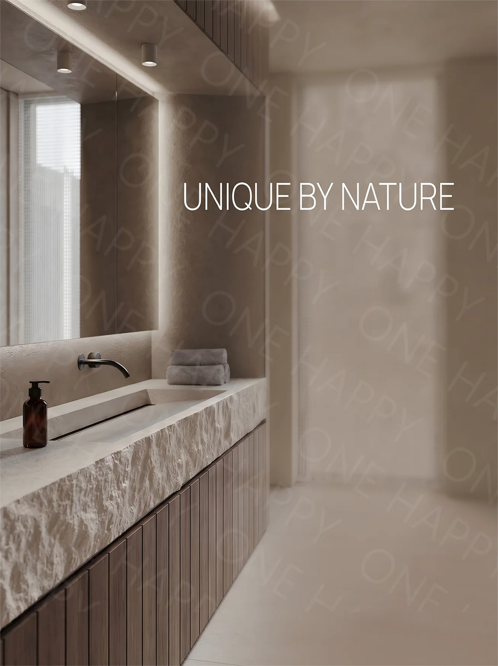 Any Size Custom Wall Mounted Washbasin Rough Travertine Countertop Concealed Drain Textured Basin Artificial Stone Countertop Ba