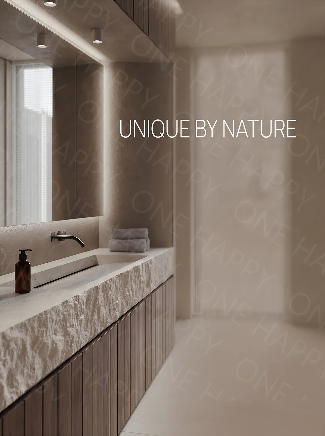 Any Size Custom Wall Mounted Washbasin Rough Travertine Countertop Concealed Drain Textured Basin Artificial Stone Countertop Ba