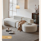 Fabric Sofa, Cashew Shape Compression Couch with High-Resilience Foam, Velvet Upholstery, Non-Deformation, Roll-Pack Design